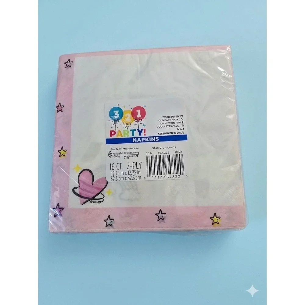 321! Unicorns Decorative Party Napkins 16ct 2-Ply 13in Paper Pink